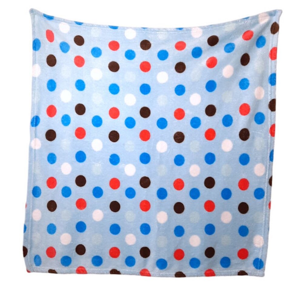 Baby Kiss Polka Dots Blue Lovey Security Baby Blanket 31" X 34"